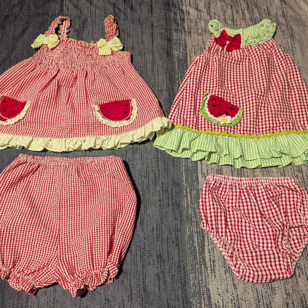 Red and Green Gingham Baby Outfit Set